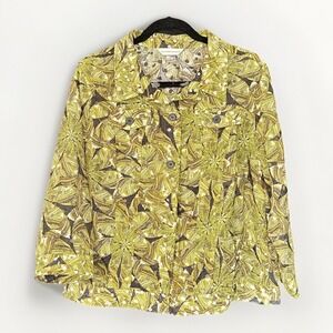 Christopher & Banks‎ Women's Large Lightweight Sheer Green Button-up Blouse